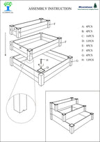 Eden™ 4'X18"X4' Waterfall / Pyramid Garden Bed Kit