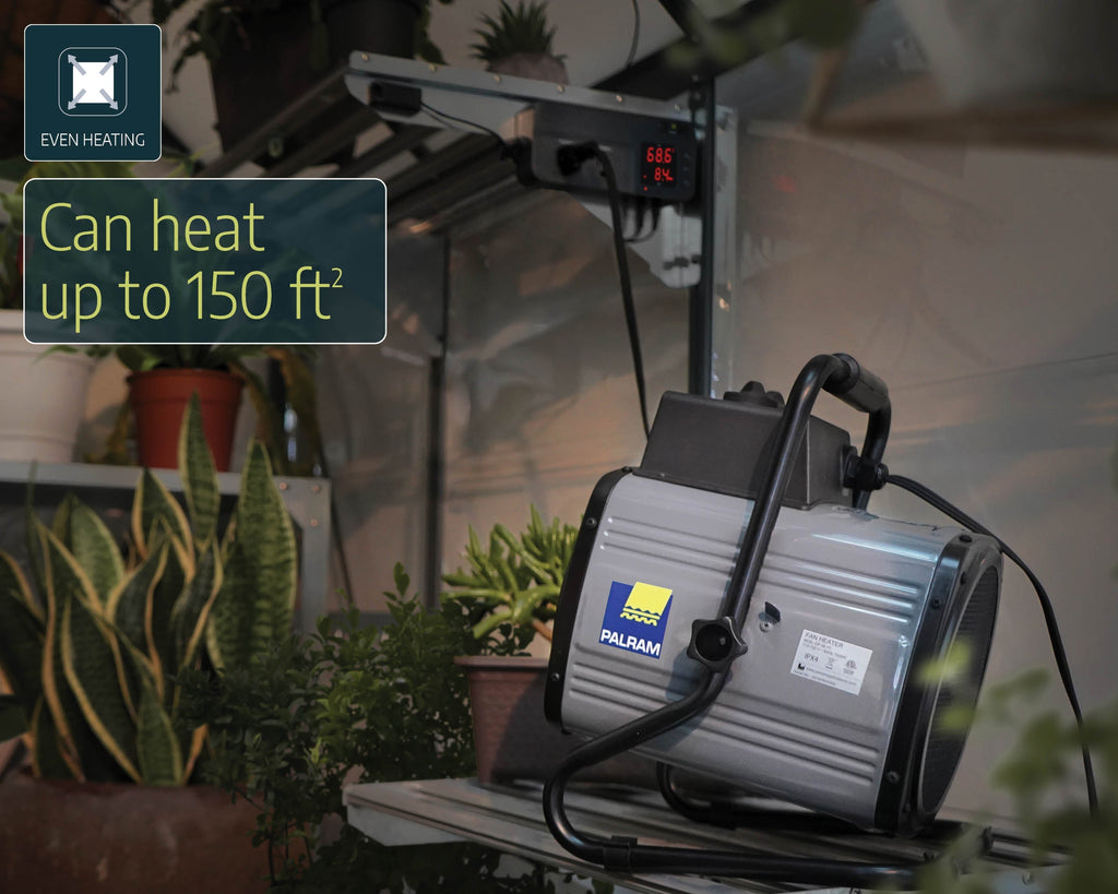 1500W/5500BTU Greenhouse Fan Heater with Digital Thermostat & Humidity Sensor